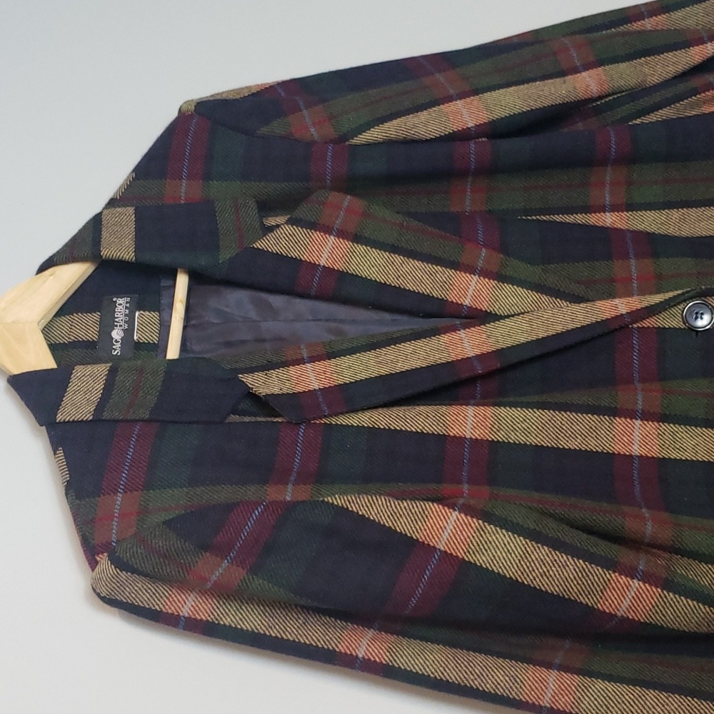 Vintage Plaid Blazer - Red, Green, Tan - Picture 3 of 7